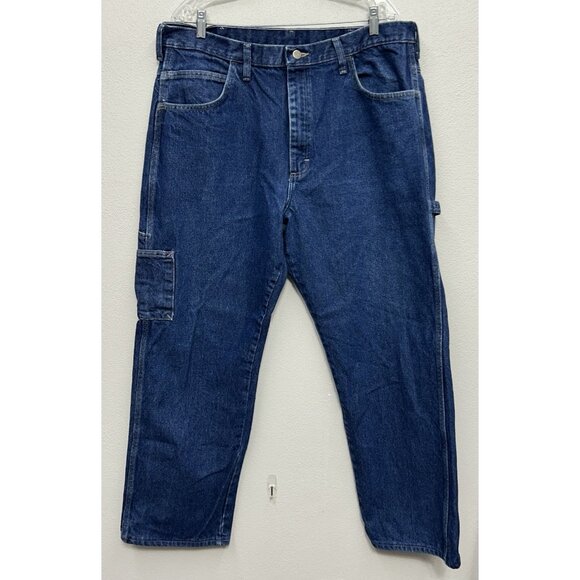 Bulwark FR Jeans Mens 38x31 Blue Fire Resistant Carpenter Straight Work Denim - Picture 1 of 6